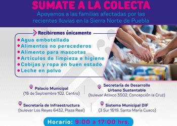 Invita San Andrés a apoyar a afectados de la Sierra Norte