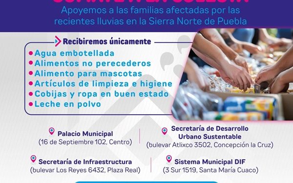 Invita San Andrés a apoyar a afectados de la Sierra Norte