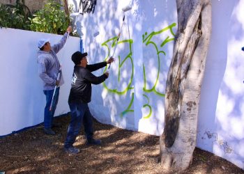 Realiza Gobierno de la Ciudad jornada de pintura en la Cancha de Usos Múltiples La María