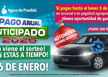 Agua de Puebla realizará el 6 de enero su 1er Sorteo de un auto.