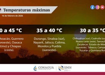 Pronóstico de temperaturas máximas para hoy 16 de febrero de 2026: