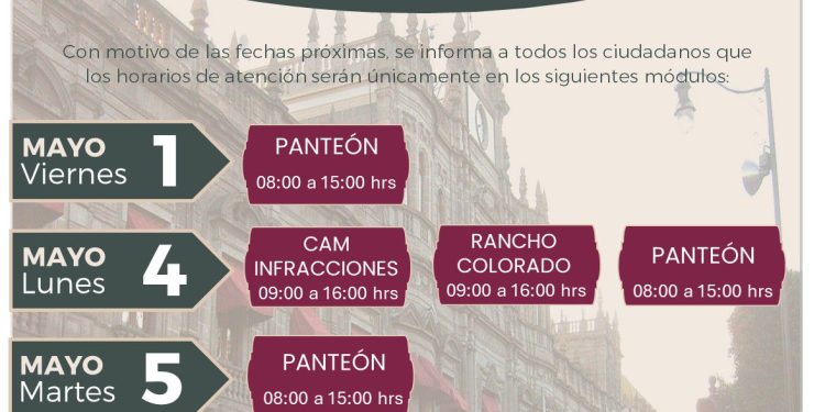 Informa Gobierno de la Ciudad horarios en módulos de cobro este 4 y 5 de mayo