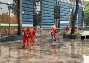 Gobierno Municipal efectuó labores lavado en la Avenida Juárez