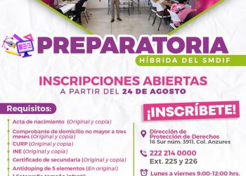 DIF Puebla Capital anuncia nueva semana de inscripciones para la preparatoria híbrida