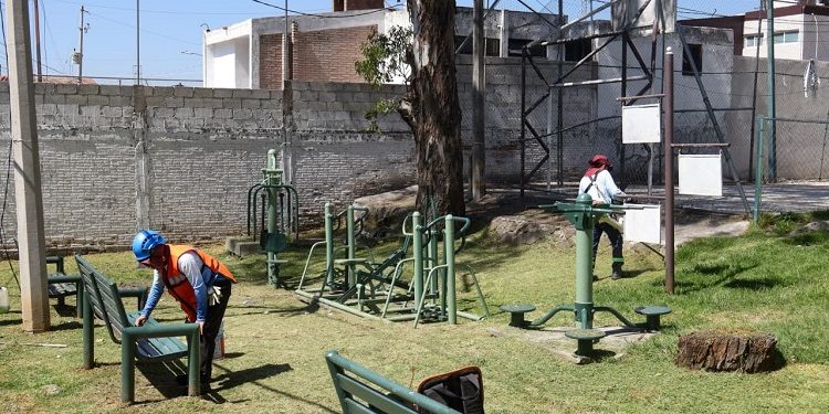 Mantiene Edil de Puebla Capital poda y chapeo en parques y áreas verdes