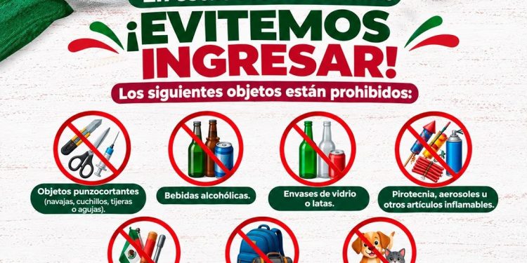 Informa gobierno de Pepe Chedraui sobre objetos restringidos para el Grito de Independencia en el Zócalo