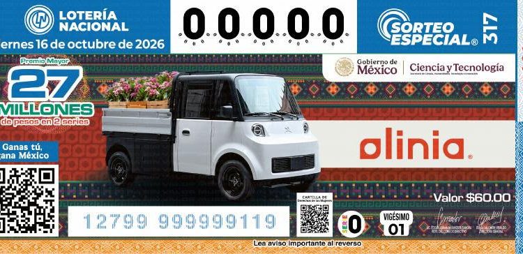 Develan billete de Lotería que reconoce al proyecto Olinia y las capacidades científicas de México